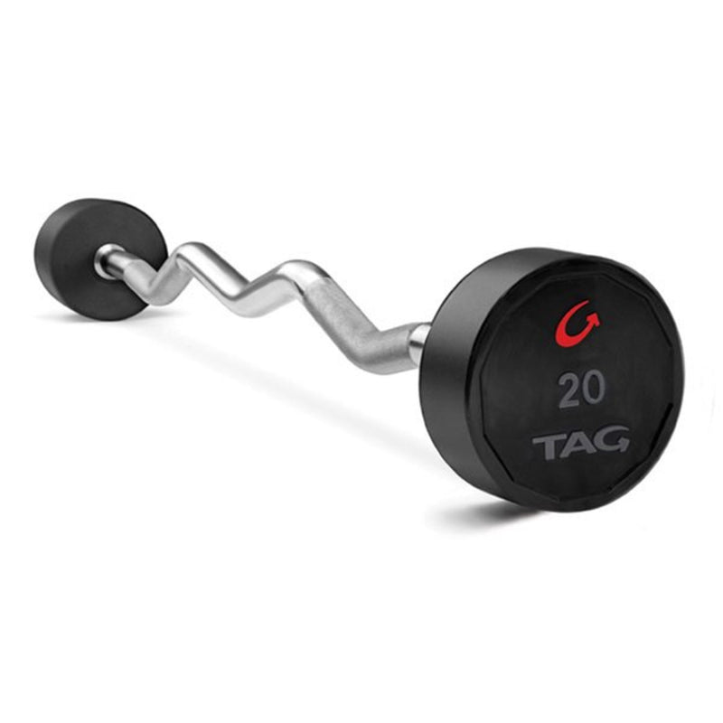 TAG Urethane Fixed Barbell with EZ Curl Handle (Complete Set) - Free Weights - TAG Fitness