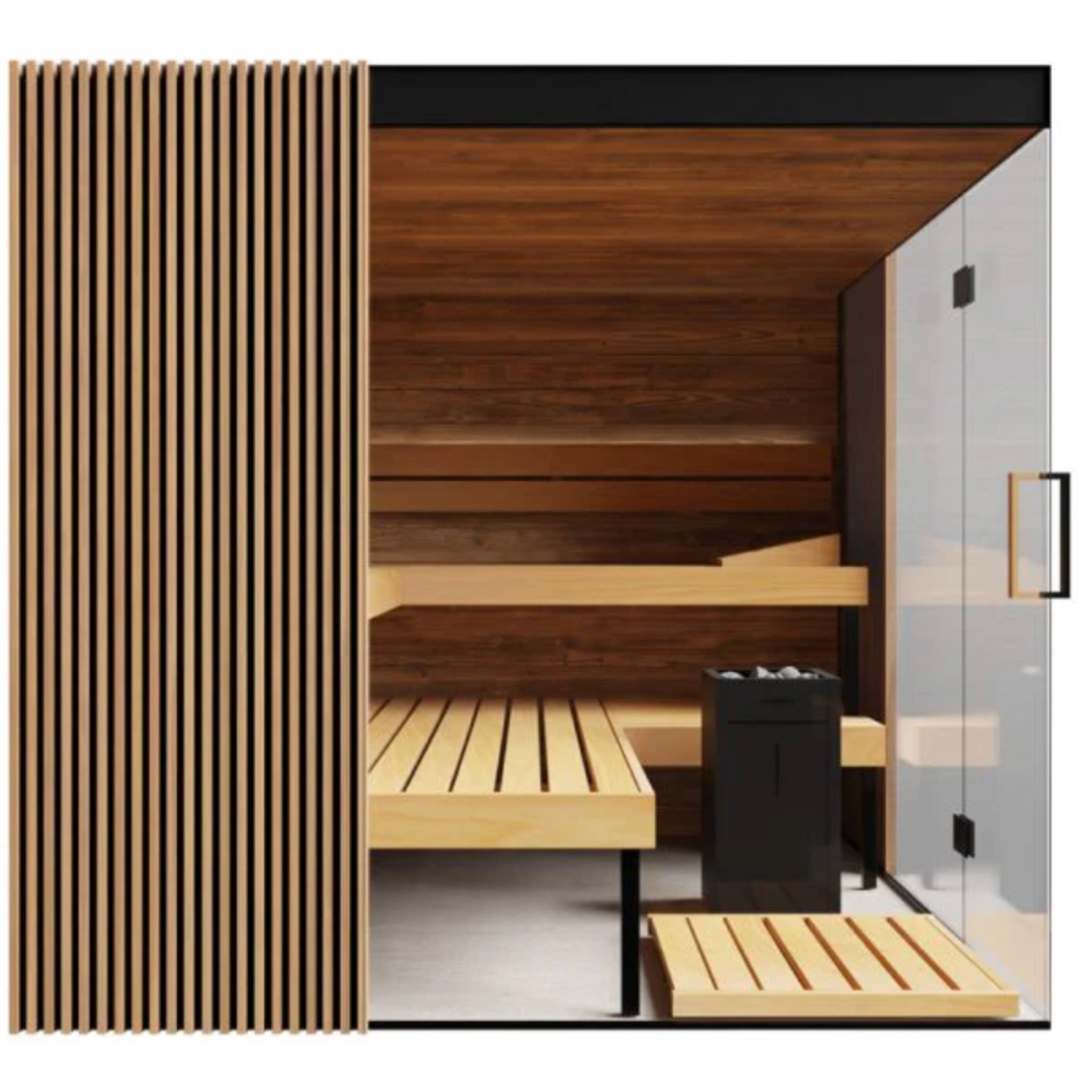 ThermaSol Aalto - Glass and Wood Panels, 3 - 4 Person, Indoor Sauna - Saunas - ThermaSol