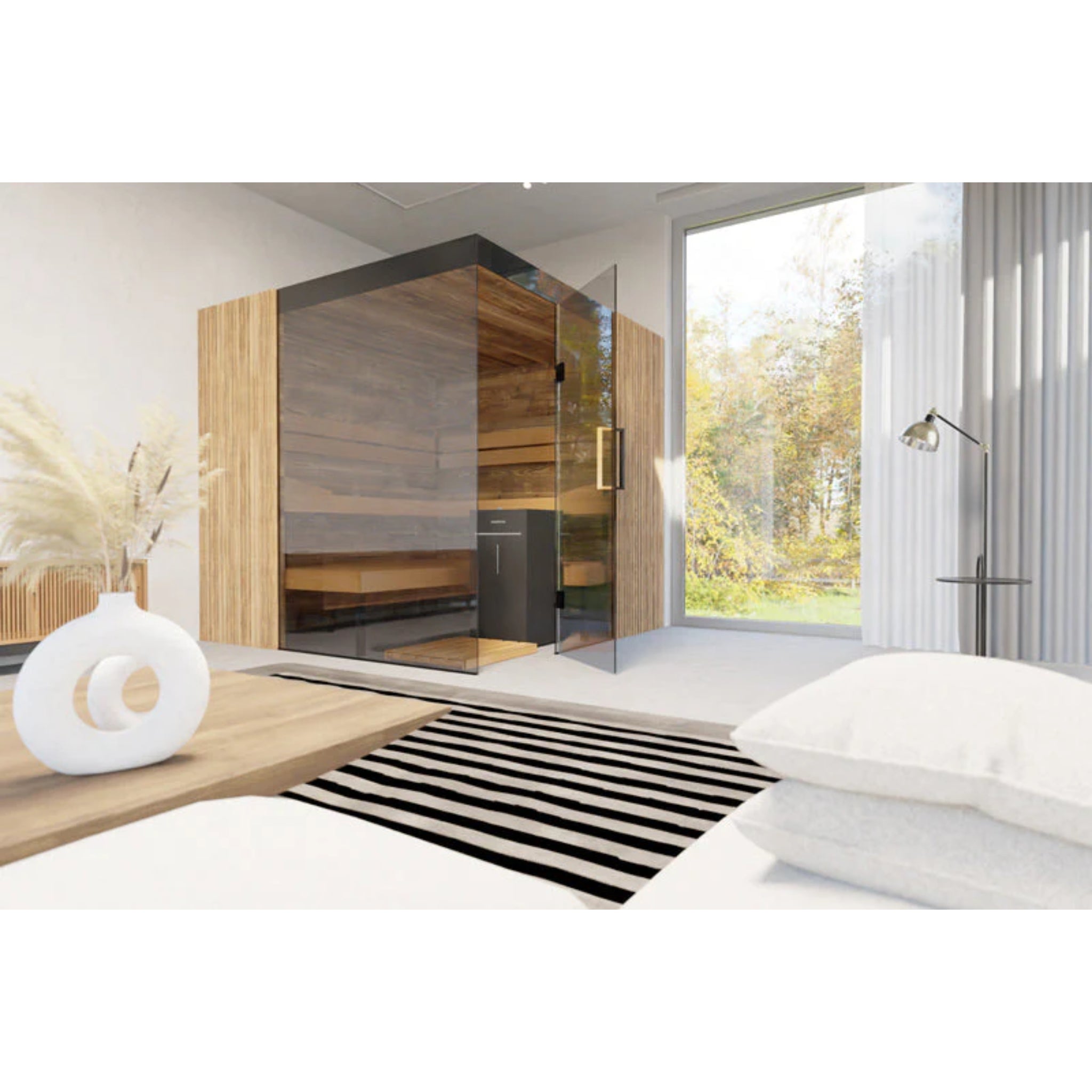ThermaSol Aalto - Glass and Wood Panels, 3 - 4 Person, Indoor Sauna - Saunas - ThermaSol