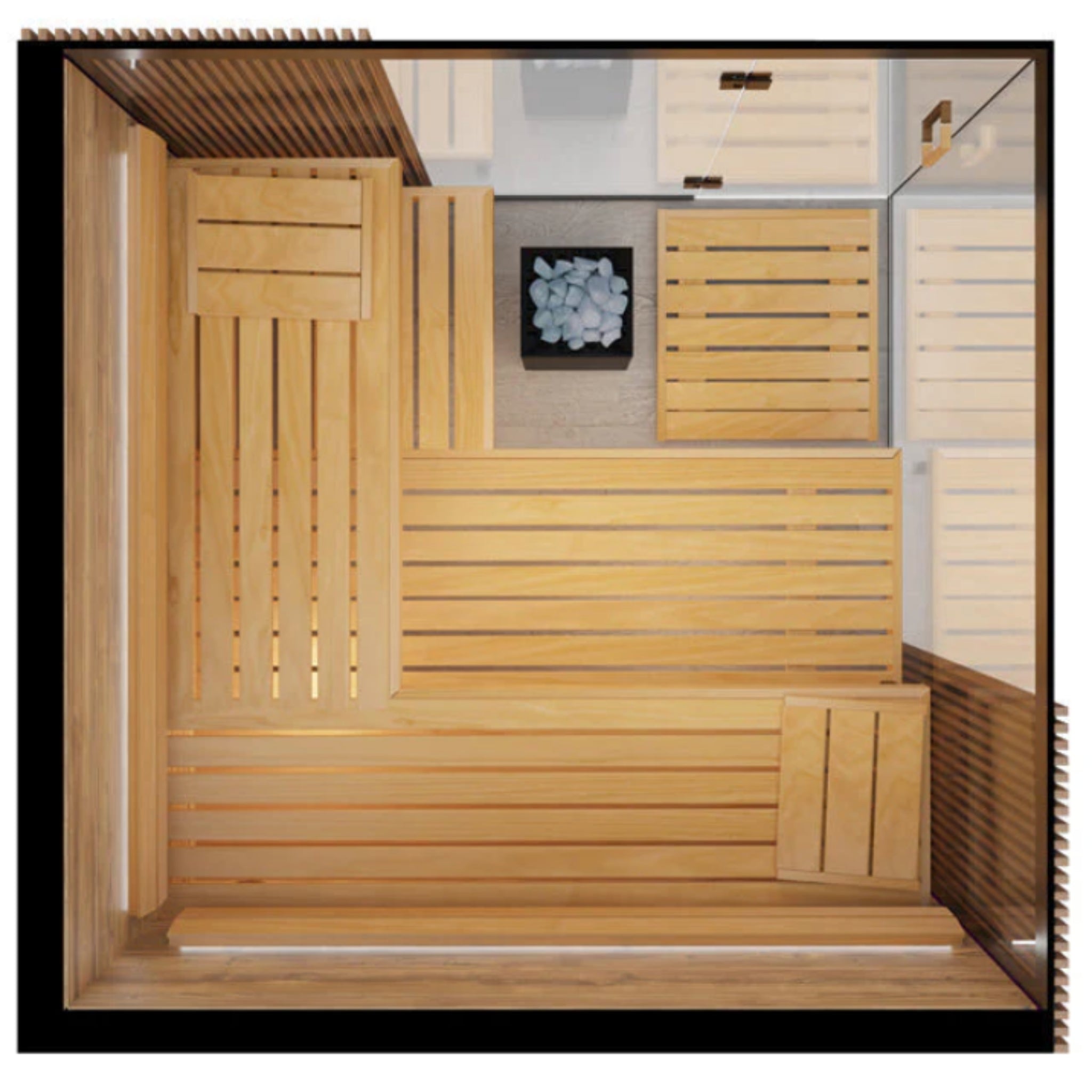 ThermaSol Aalto - Glass and Wood Panels, 3 - 4 Person, Indoor Sauna - Saunas - ThermaSol