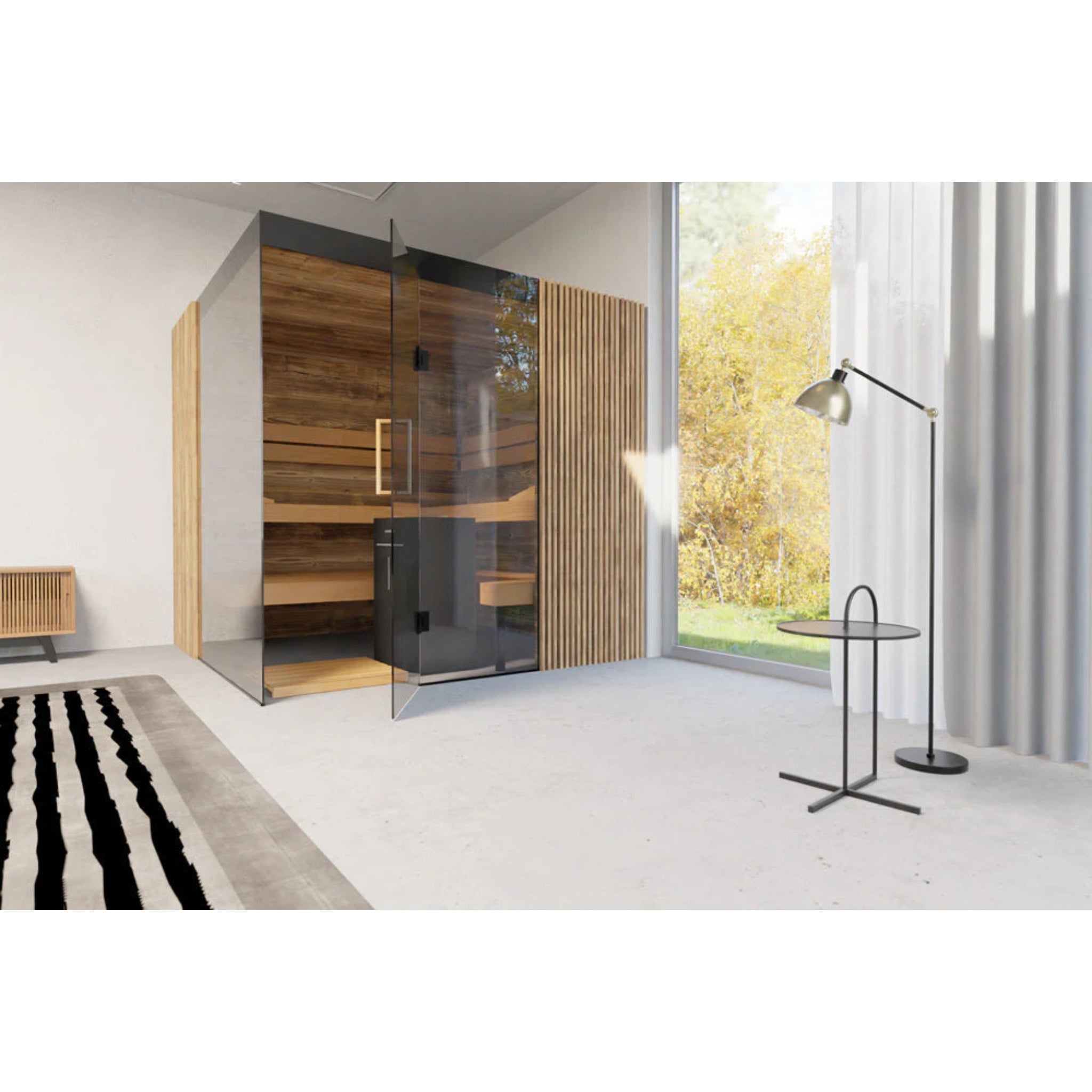 ThermaSol Aalto - Glass and Wood Panels, 3 - 4 Person, Indoor Sauna - Saunas - ThermaSol
