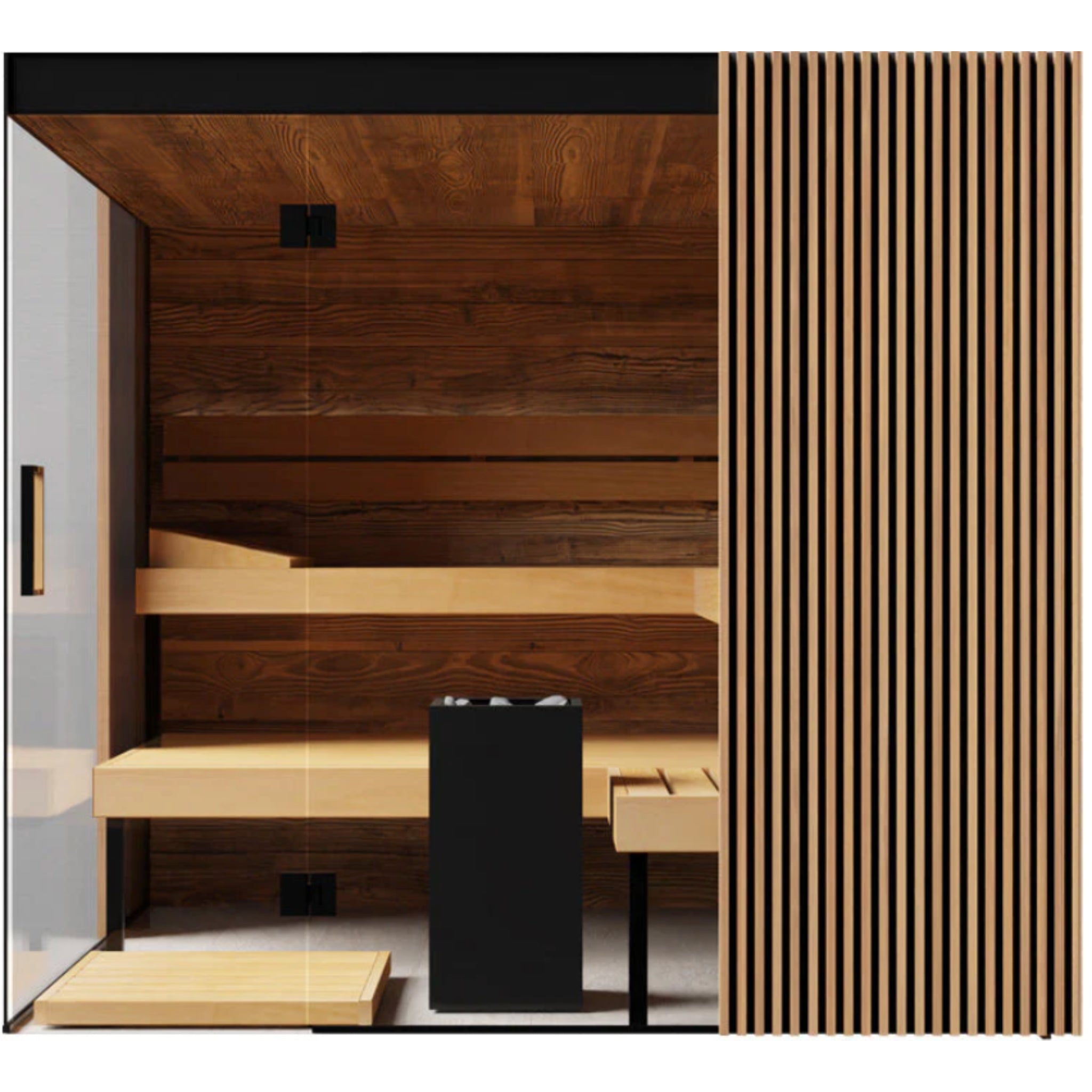 ThermaSol Aalto - Glass and Wood Panels, 3 - 4 Person, Indoor Sauna - Saunas - ThermaSol