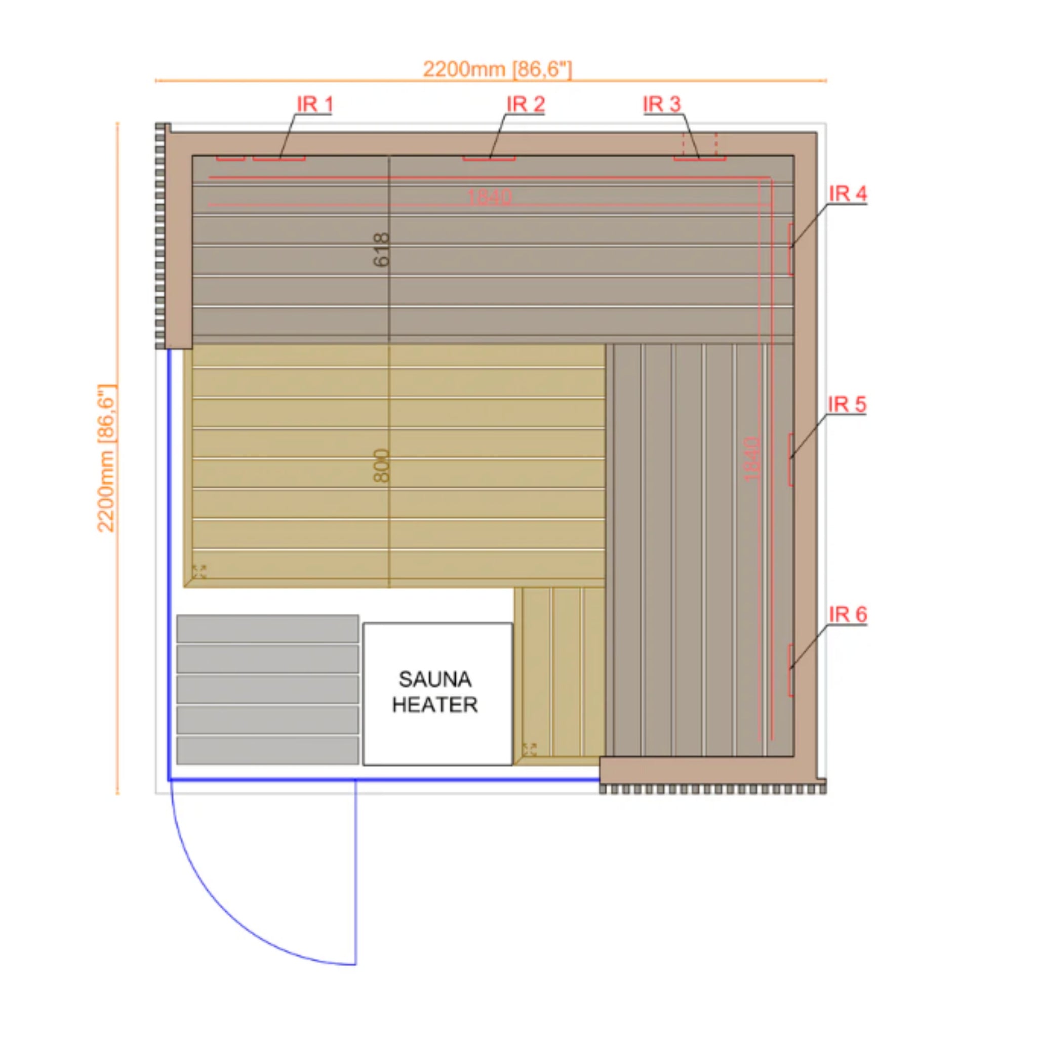 ThermaSol Aalto - Glass and Wood Panels, 3 - 4 Person, Indoor Sauna - Saunas - ThermaSol