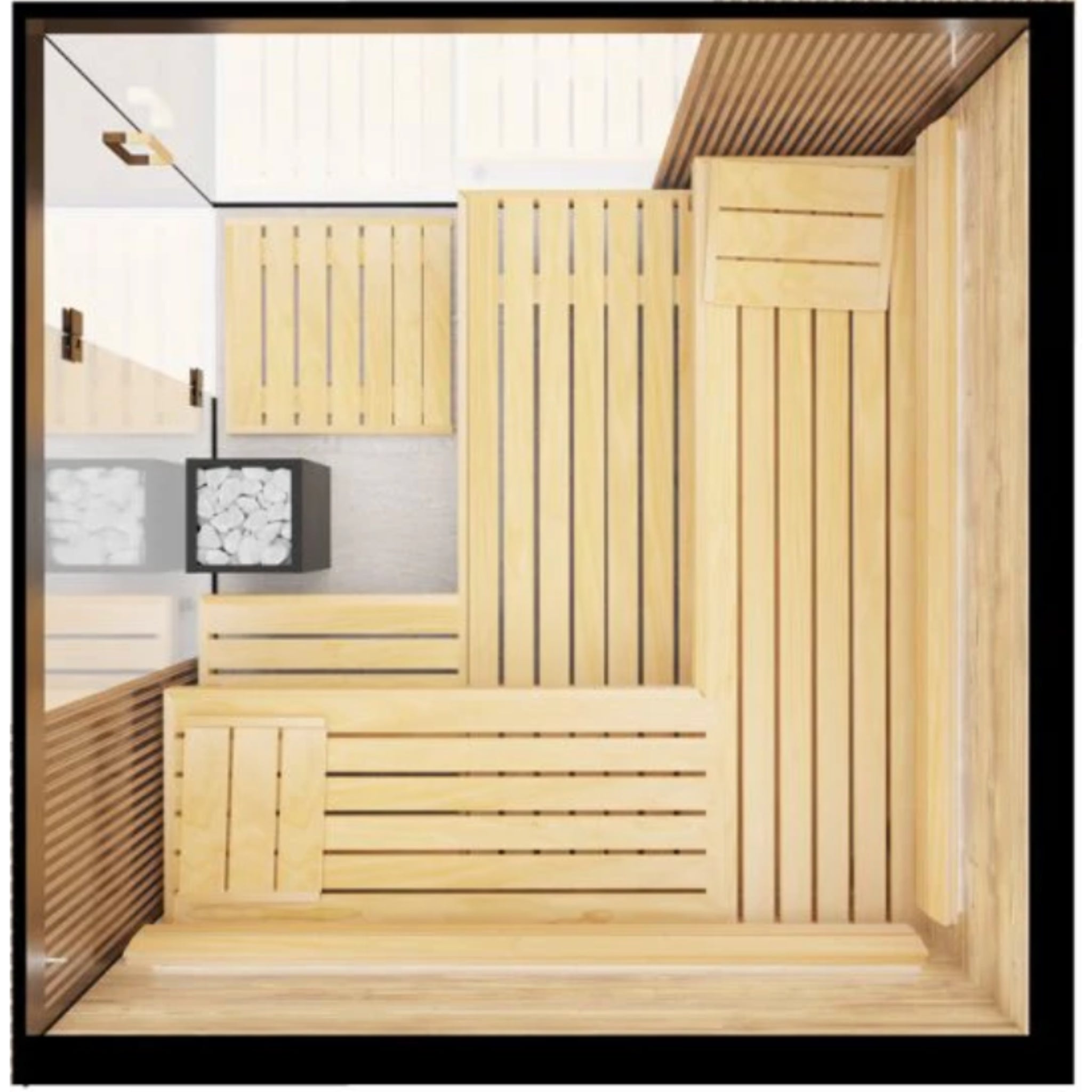 ThermaSol Aalto - Glass and Wood Panels, 3 - 4 Person, Indoor Sauna - Saunas - ThermaSol