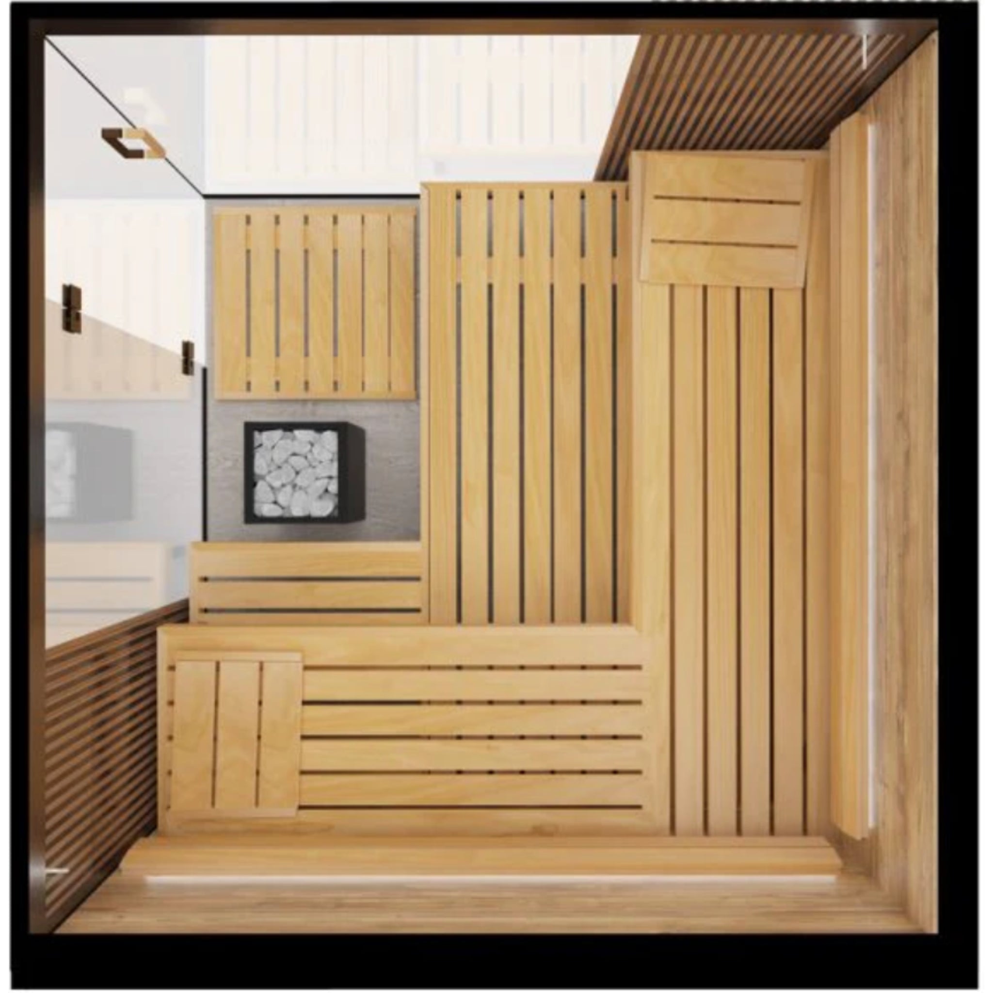 ThermaSol Aalto - Glass and Wood Panels, 3 - 4 Person, Indoor Sauna - Saunas - ThermaSol