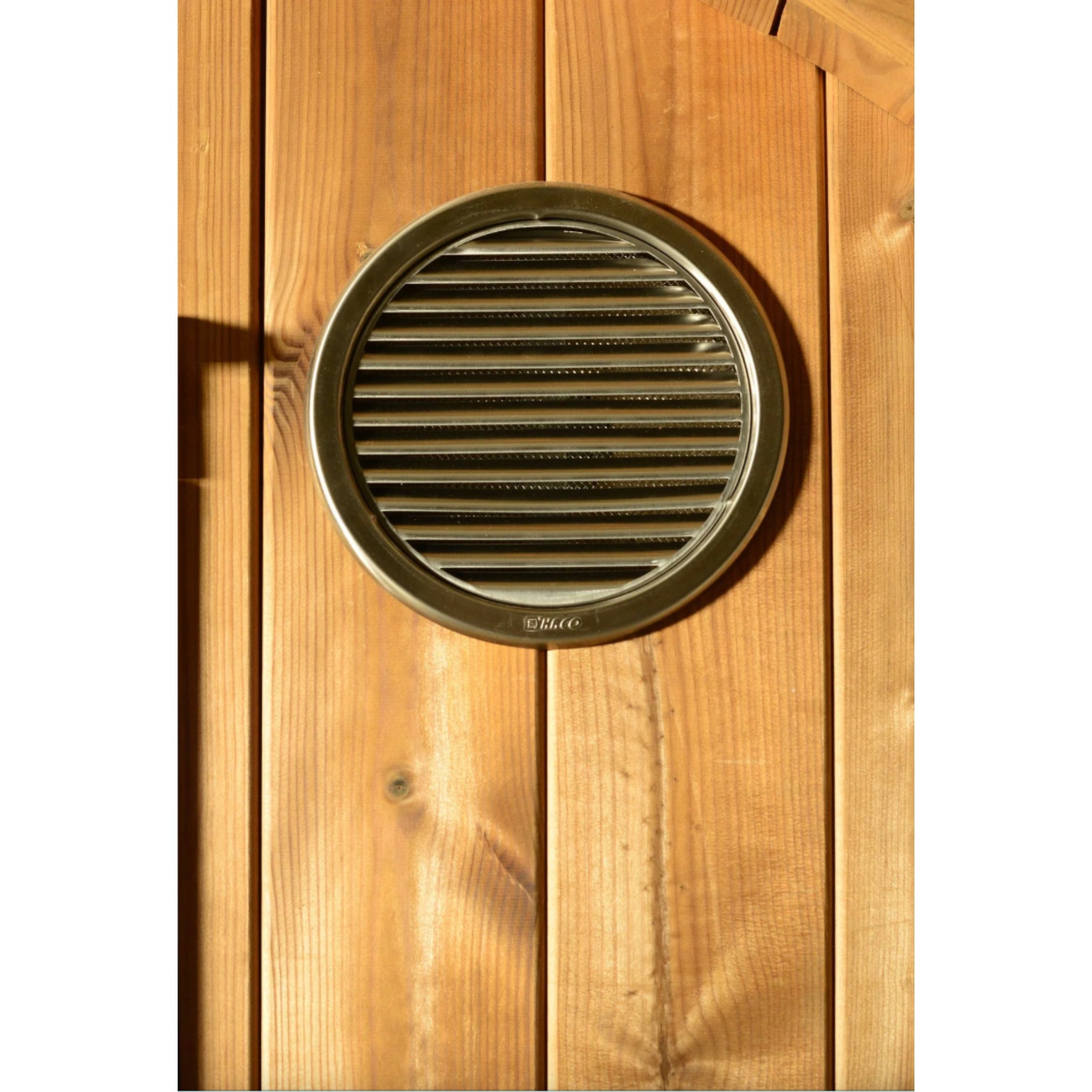 ThermaSol Evander - Nordic Pine, 4 - 6 Person, Half - Moon Window, Outdoor Canopy Barrel Sauna - Saunas - ThermaSol