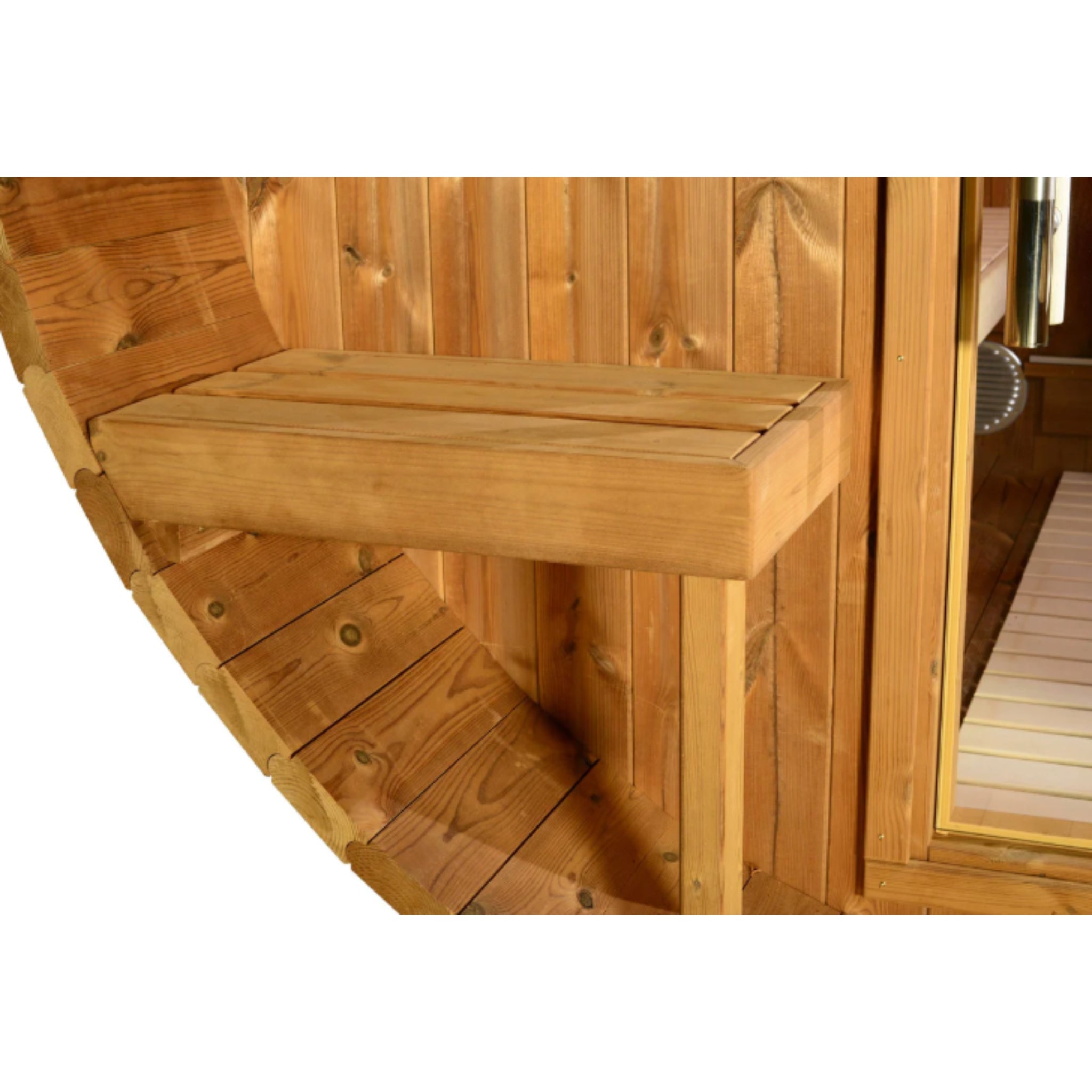 ThermaSol Evander - Nordic Pine, 4 - 6 Person, Half - Moon Window, Outdoor Canopy Barrel Sauna - Saunas - ThermaSol