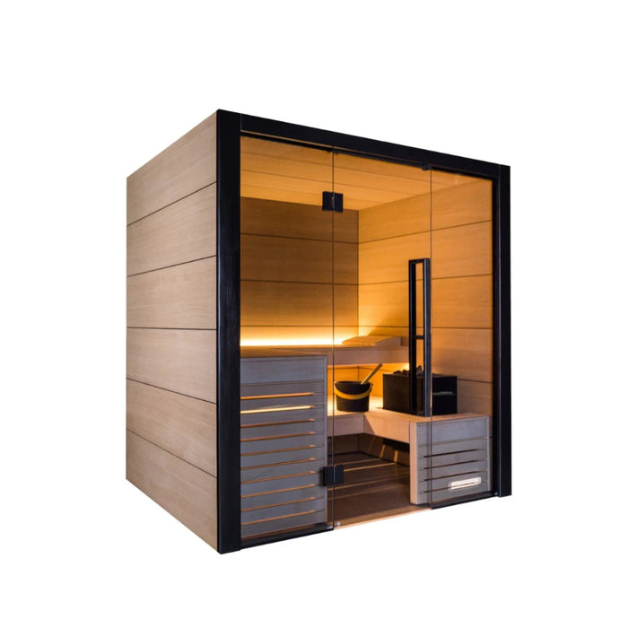 ThermaSol Fuji - Onyx Trim/Oak Hardwood, Indoor Sauna - Saunas - ThermaSol