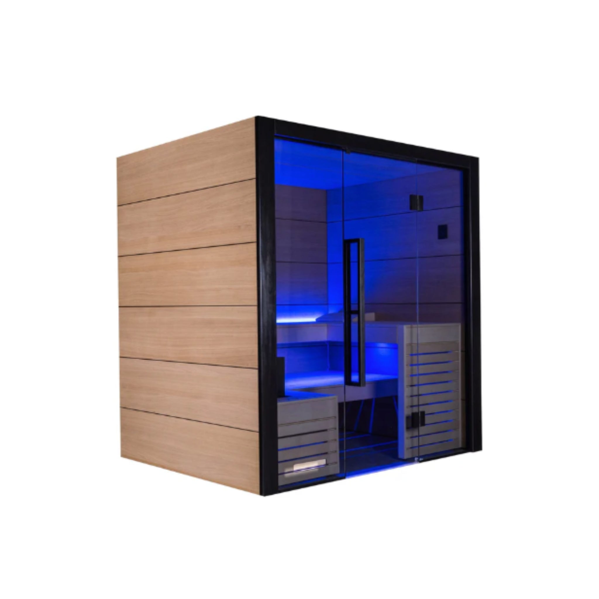 ThermaSol Fuji - Onyx Trim/Oak Hardwood, Indoor Sauna - Saunas - ThermaSol
