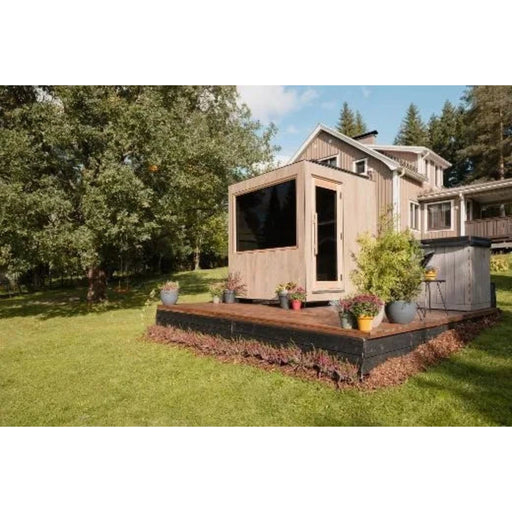ThermaSol Solaris - Tile Oak, Solar - Powered Outdoor Sauna - Saunas - ThermaSol