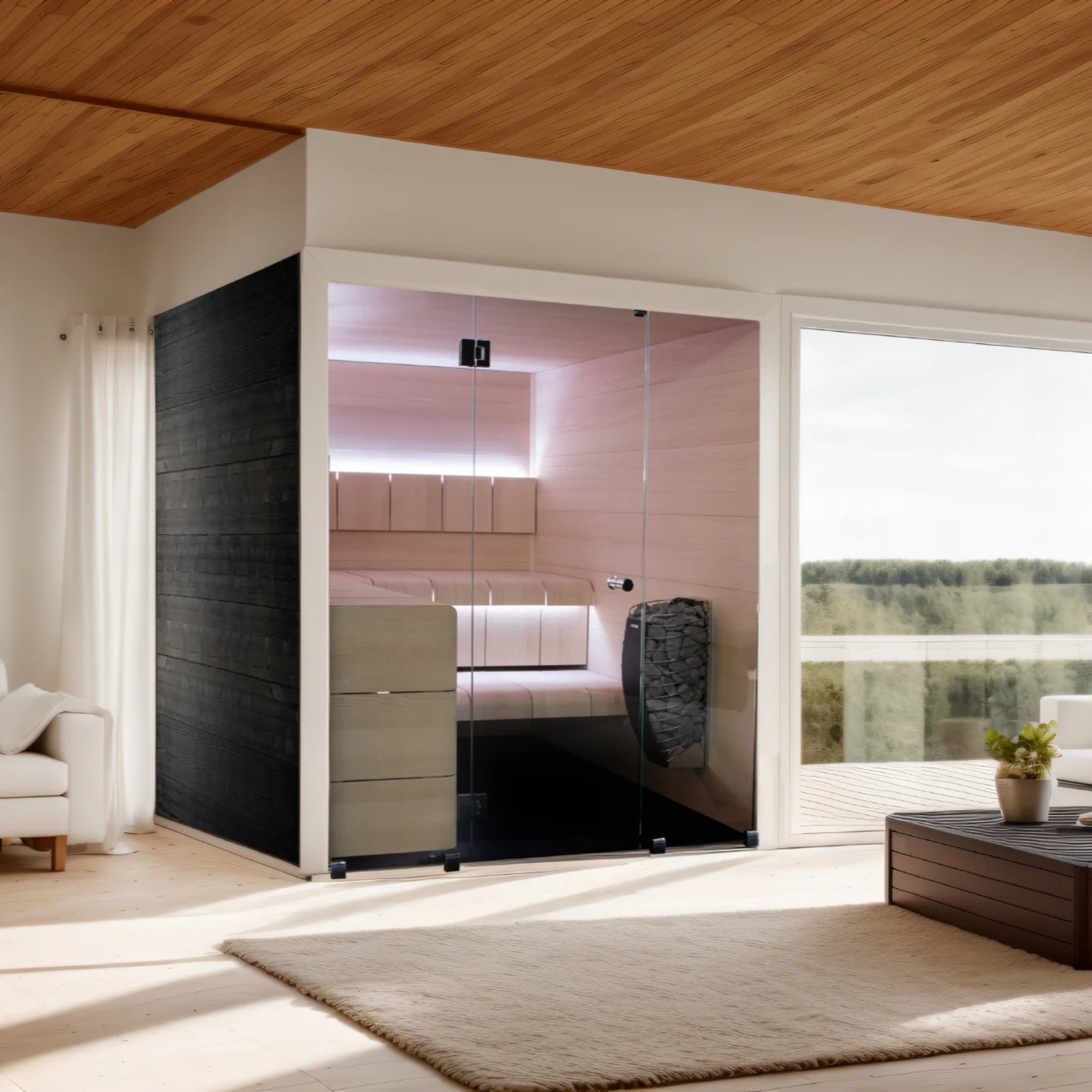 ThermaSol Ventura - Black Stained Spruce, Indoor Sauna - Saunas - ThermaSol