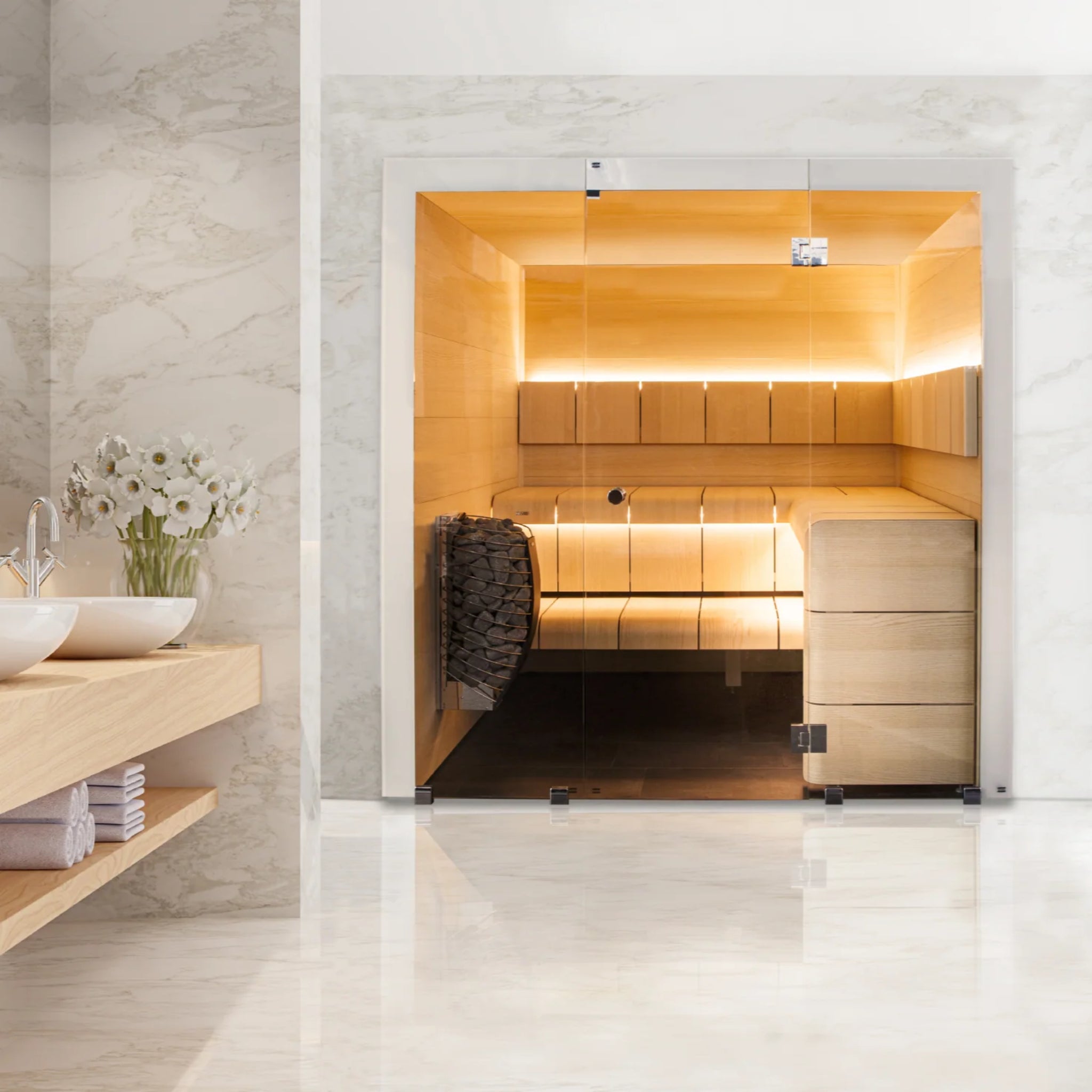 ThermaSol Ventura - Black Stained Spruce, Indoor Sauna - Saunas - ThermaSol