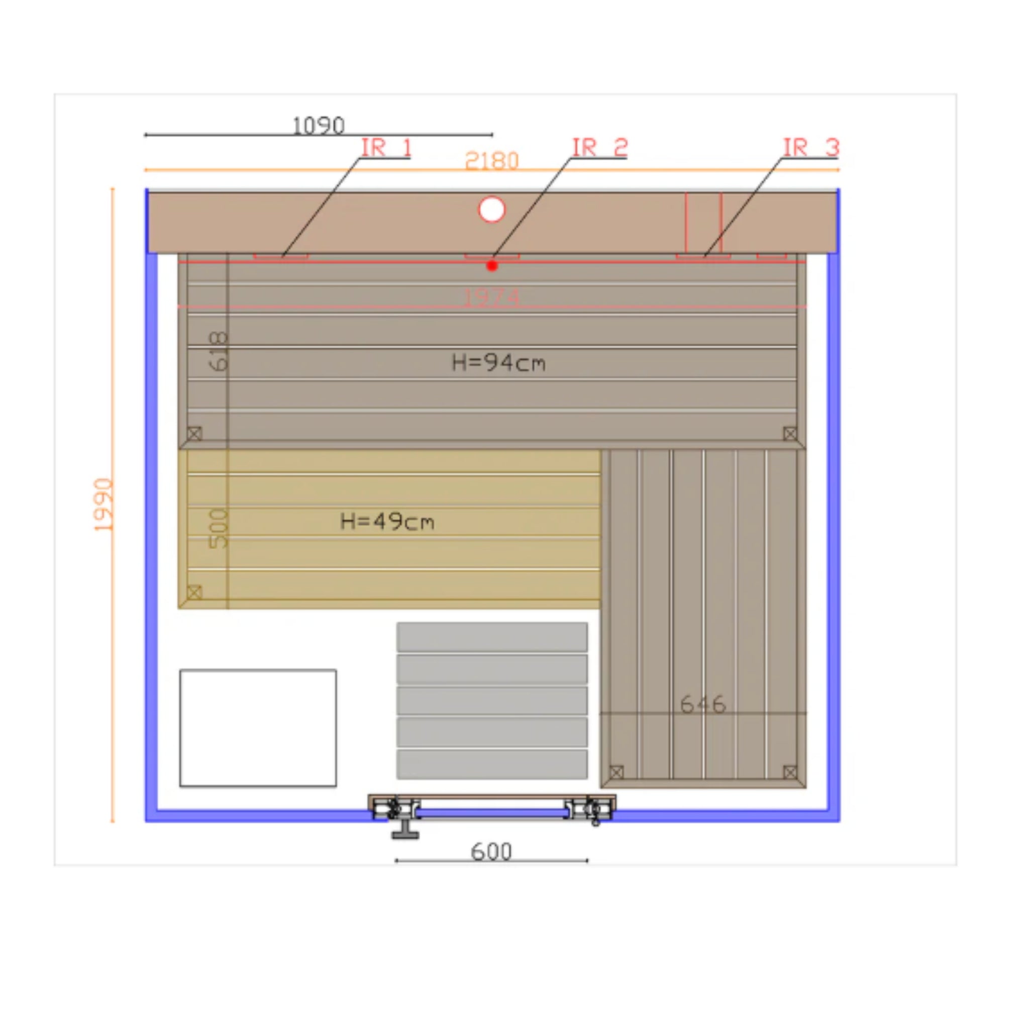 ThermaSol Vue - Front Panoramic Glass, 3 - 4 Person, Outdoor Sauna - Saunas - ThermaSol