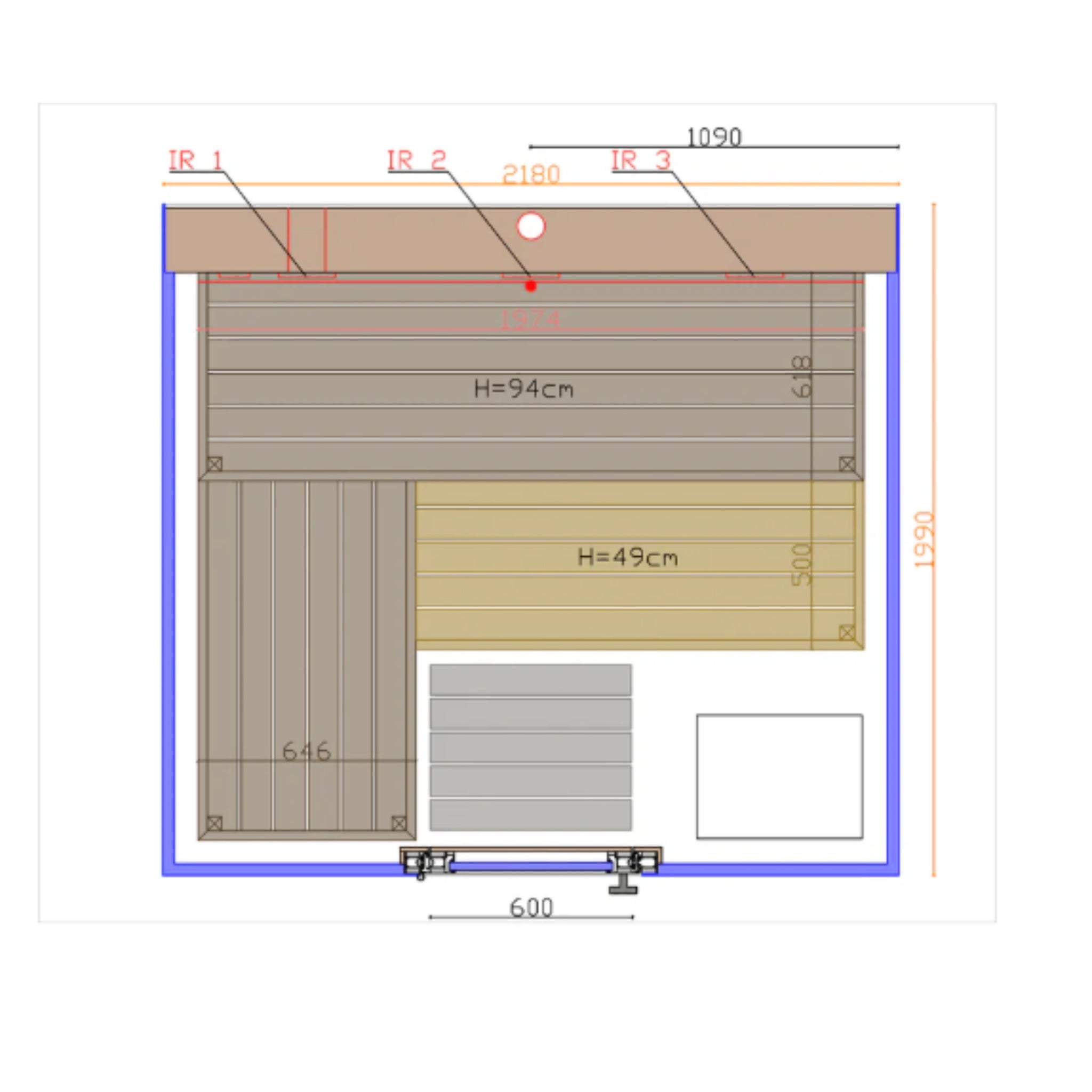 ThermaSol Vue - Front Panoramic Glass, 3 - 4 Person, Outdoor Sauna - Saunas - ThermaSol