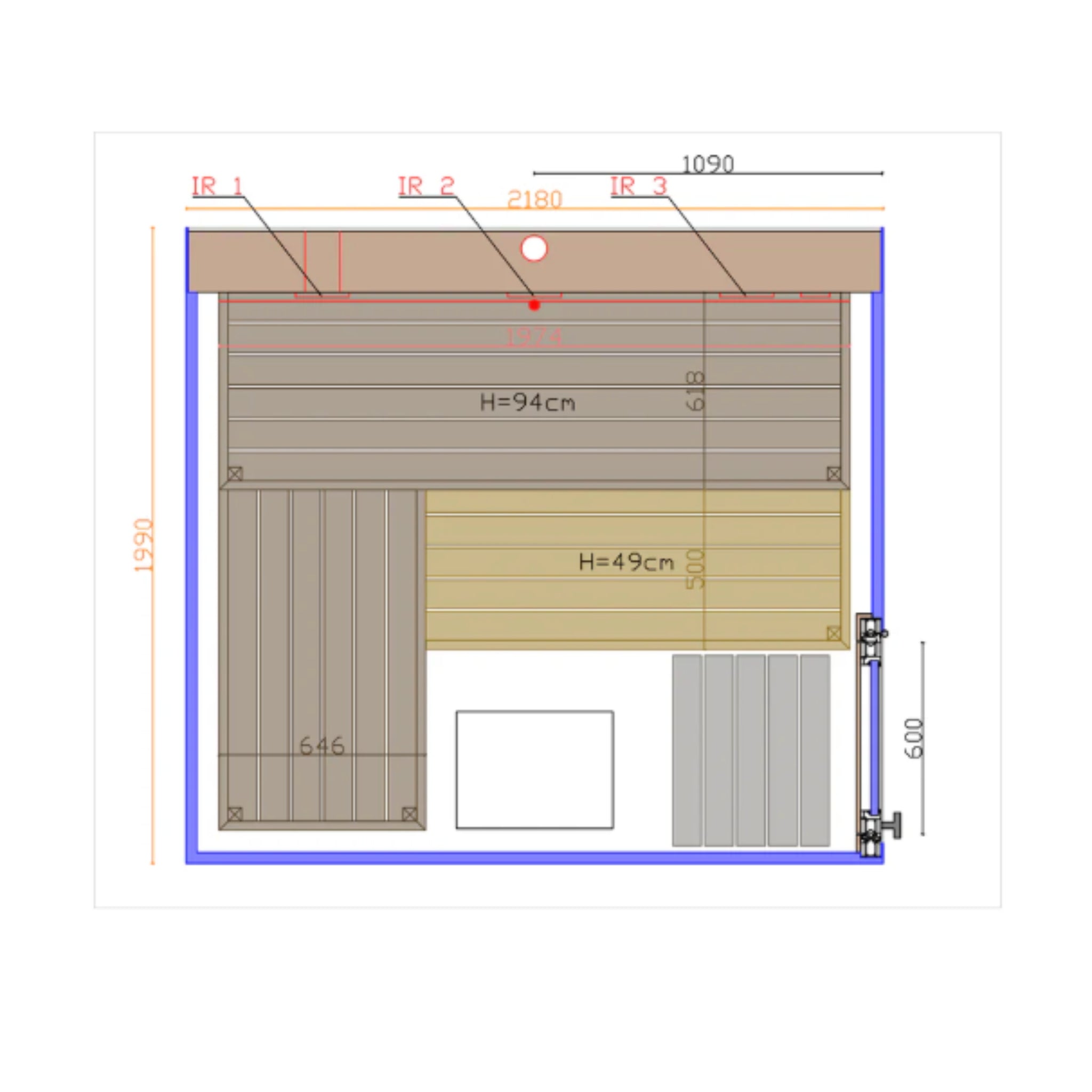 ThermaSol Vue - Front Panoramic Glass, 3 - 4 Person, Outdoor Sauna - Saunas - ThermaSol