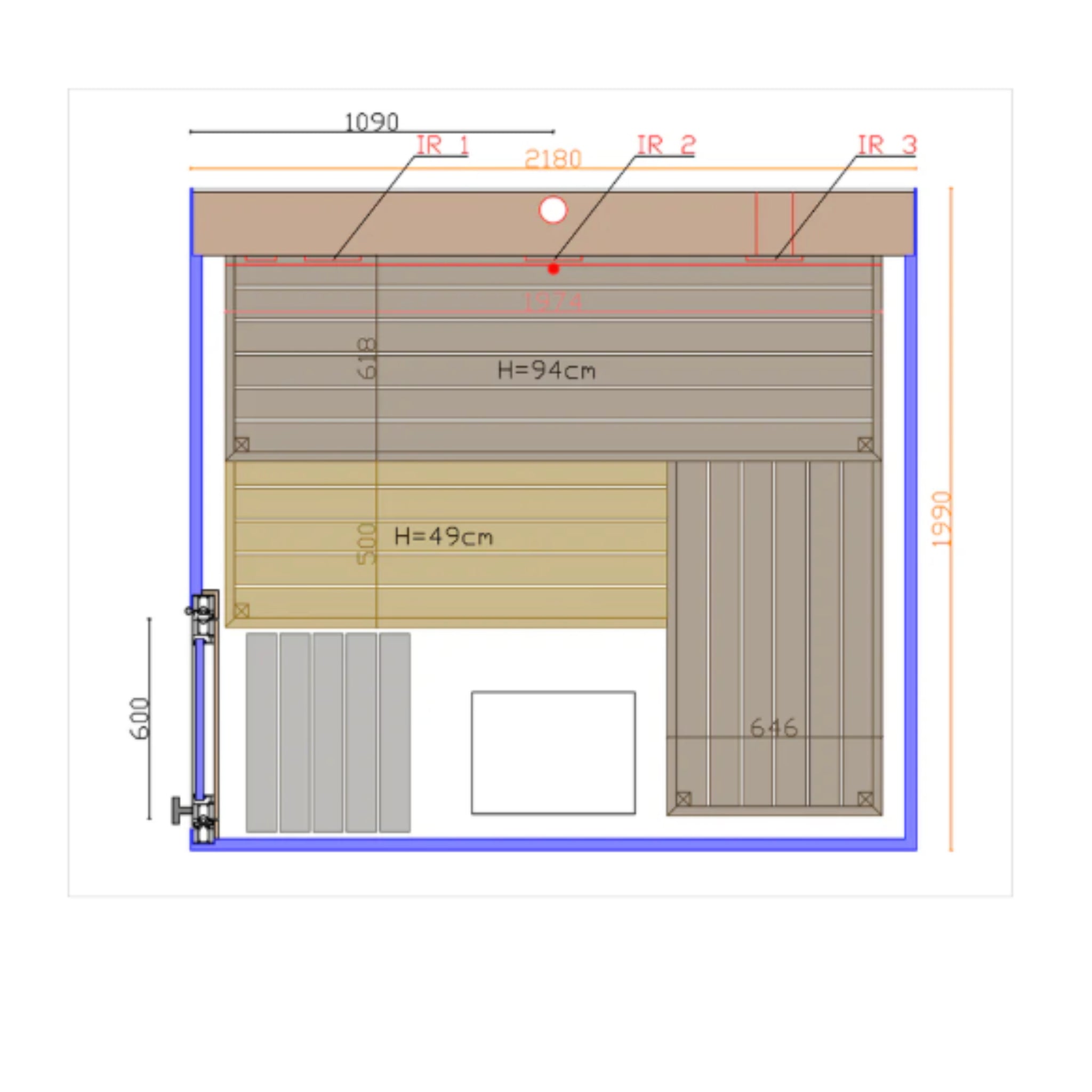 ThermaSol Vue - Front Panoramic Glass, 3 - 4 Person, Outdoor Sauna - Saunas - ThermaSol