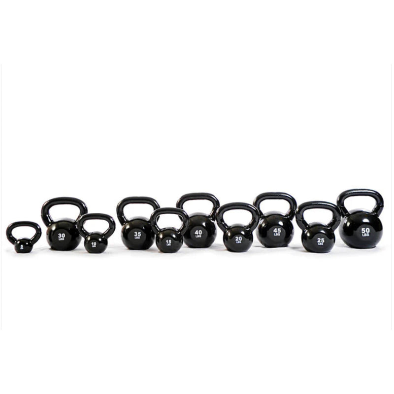 TKO - Vinyl Kettlebell set w/ 2 - Tier Rack (5 - 50 lbs) - Free Weights