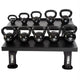 TKO - Vinyl Kettlebell set w/ 2 - Tier Rack (5 - 50 lbs) - Free Weights
