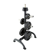 TKO 255lb Rubber Olympic plate set w/ Plate Tree (6210) - Free Weights - TKO