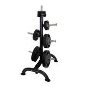 TKO 255lb Rubber Olympic plate set w/ Plate Tree (6210) - Free Weights - TKO