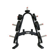 TKO 255lb Rubber Olympic plate set w/ Plate Tree (843OPT - BK) - Free Weights - TKO