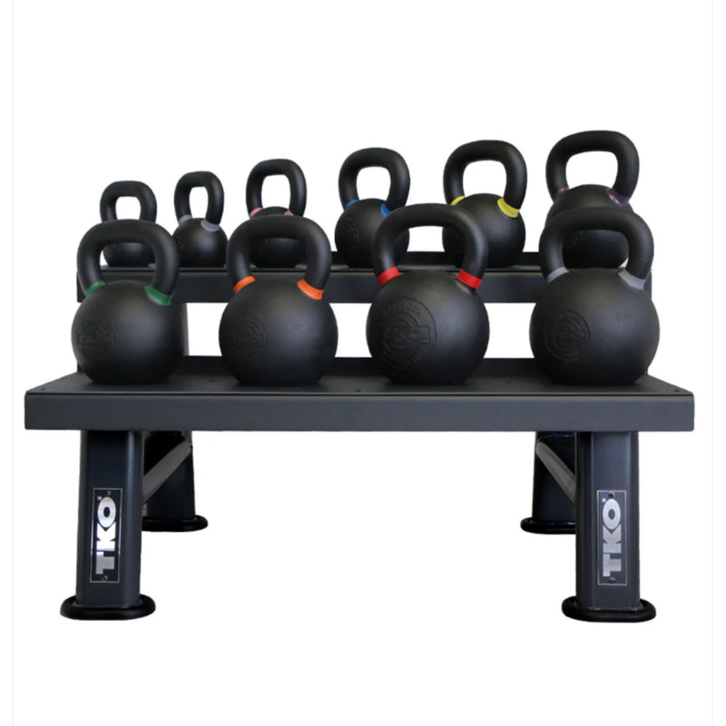 TKO Pro Cast Kettlebell set w/ 2 - Tier Rack (4kg - 36kg) - Free Weights - TKO