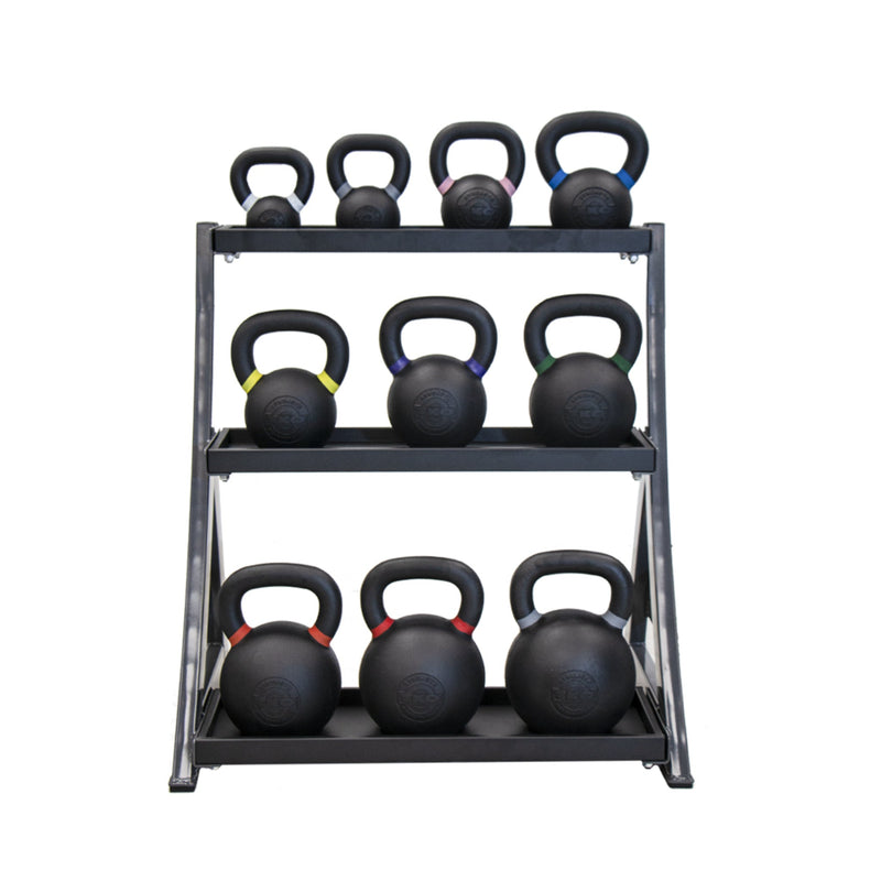 TKO Pro Cast Kettlebell set w/ 3 - Tier Rack (4kg - 36kg) - Free Weights - TKO