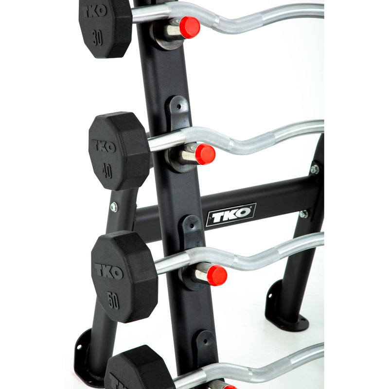 TKO Rubber EZ Curl Barbells w/ 5 Set BB Rack (20-60 lbs) - Gym Emotion