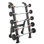 TKO Rubber EZ Curl Barbells w/ 5 Set BB Rack (20 - 60 lbs) - Free Weights - TKO