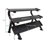 TKO Rubber Hex Dumbbells w/ 3 - Tier Horizontal DB Rack (5 - 75 lbs) - Free Weights - TKO