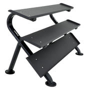 TKO Rubber Hex Dumbbells w/ 3 - Tier Horizontal DB Rack (5 - 75 lbs) - Free Weights - TKO