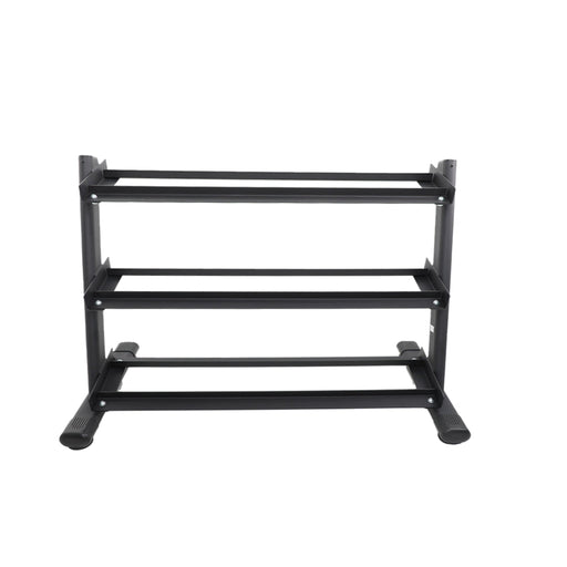 TKO Rubber Hex Dumbbells w/ 3 - Tier Rail Rack (5 - 50 lbs) - Free Weights - TKO