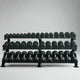 TKO Rubber Hex Dumbbells w/ 3 tier Shelf Rack (5 - 100lb) - Free Weights - TKO