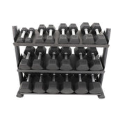TKO Rubber Hex Dumbbells w/ 3 - Tier Tray Rack (5 - 50 lbs) - Free Weights - TKO