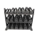 TKO Rubber Hex Dumbbells w/ 3 - Tier Tray Rack (5 - 50 lbs) - Free Weights - TKO