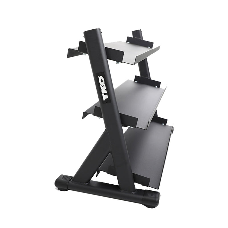 TKO Rubber Hex Dumbbells w/ 3 - Tier Tray Rack (5 - 50 lbs) - Free Weights - TKO