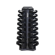TKO Rubber Hex Dumbbells w/ 8pr Vertical DB Rack (5 - 30 lbs) - Free Weights - TKO