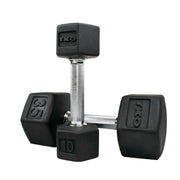 TKO Rubber Hex Dumbbells w/Horizontal DB Rack (5 - 50 lbs) - Free Weights - TKO