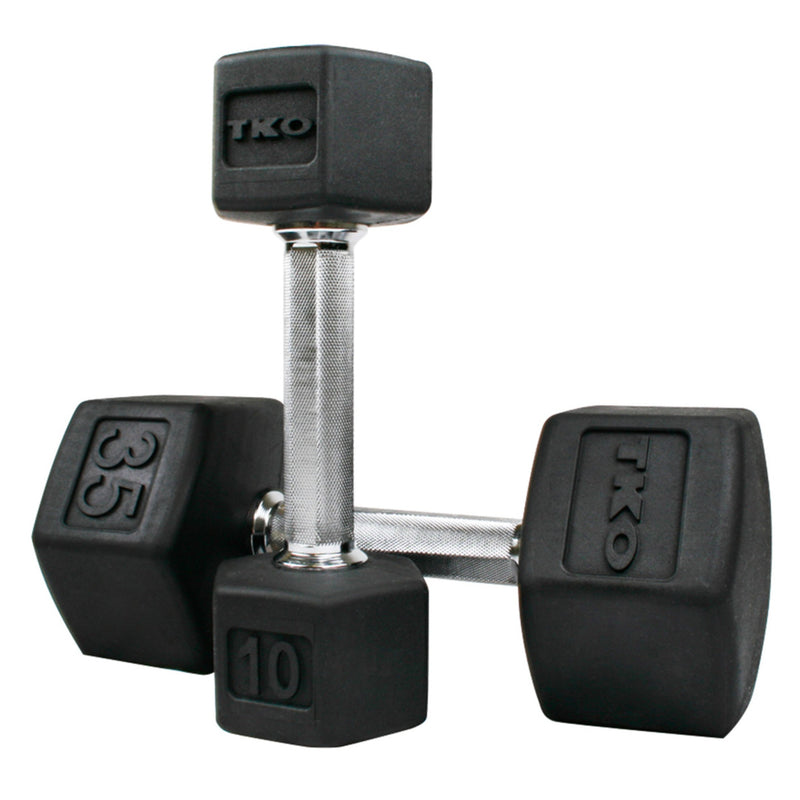 TKO Rubber Hex Dumbell Sets - Tri - Grip Handle (814TXR) - Free Weights - TKO