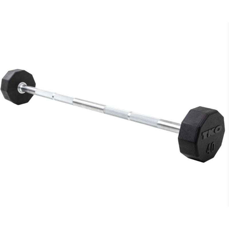 TKO Rubber Straight & EZ curl Barbell w/ 10 Set Rack (20 - 60 lbs) - Free Weights - TKO