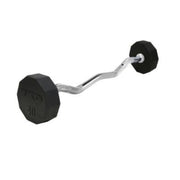 TKO Rubber Straight & EZ curl Barbell w/ 10 Set Rack (20 - 60 lbs) - Free Weights - TKO
