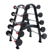 TKO Rubber Straight & EZ curl Barbell w/ 10 Set Rack (20 - 60 lbs) - Free Weights - TKO