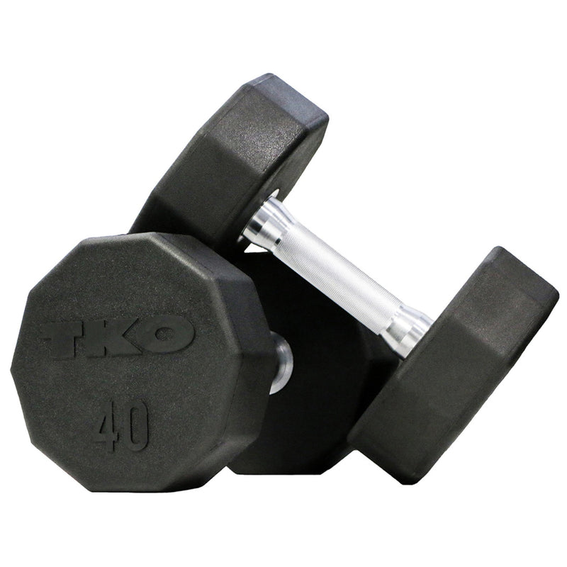 TKO Ten Sided Pro Rubber Dumbbell Sets (829TR) - Free Weights - TKO