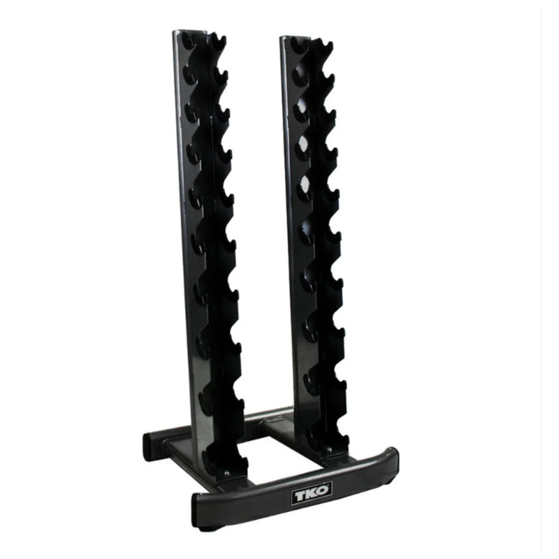 TKO Urethane Hex Tri - grip Handle Dumbbells w/ 10 - Pair Vertical DB Rack (5 - 50 lbs) - Free Weights - TKO