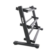 TKO Urethane Hex Tri - grip Handle Dumbbells w/ 3 - Tier Rail Rack (5 - 50 lbs) - Free Weights - TKO