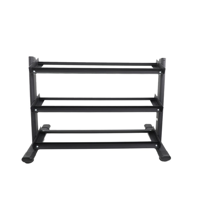 TKO Urethane Hex Tri - grip Handle Dumbbells w/ 3 - Tier Rail Rack (5 - 50 lbs) - Free Weights - TKO