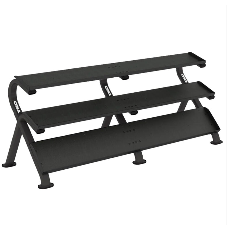 TKO Urethane Hex Tri - grip Handle Dumbbells w/ 3 - Tier Shelf Rack (5 - 100 lbs) - Free Weights - TKO