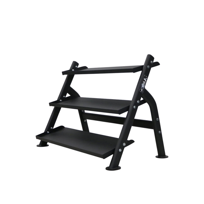 TKO Urethane Hex Tri - grip Handle Dumbbells w/ 3 - Tier Tray Rack (5 - 50 lbs) - Free Weights - TKO