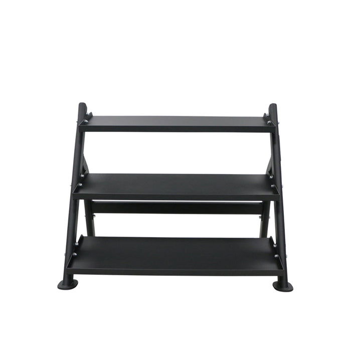 TKO Urethane Hex Tri - grip Handle Dumbbells w/ 3 - Tier Tray Rack (5 - 50 lbs) - Free Weights - TKO