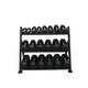 TKO Urethane Hex Tri - grip Handle Dumbbells w/ 3 - Tier Tray Rack (5 - 50 lbs) - Free Weights - TKO